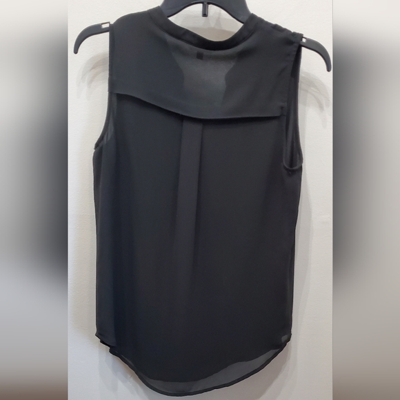 NAKED ZEBRA BLACK COLLARED SLEEVELESS V-NECK BLOUSE WITH BUTTONS MEDIUM - Picture 5 of 7